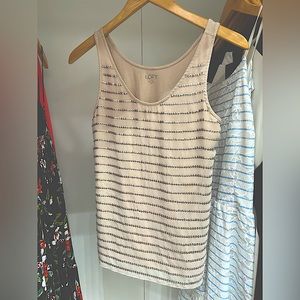 Never Worn lined Blush Pink Loft Tank with silver sequin. Size XSP.